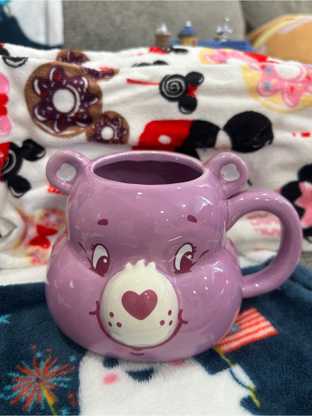 Purple Care Bear Ceramic Mug - Cute Animal Drink Cup
